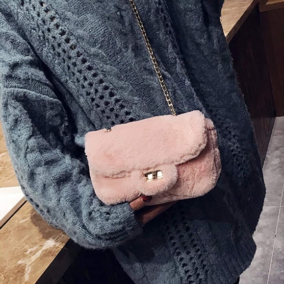 Faux Fur Handbag Evening Clutch Phone and Wallet - Picture 1 of 7